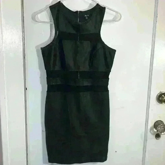 Womens Leather Wet Look Bodycon Dress Ladies Backless Club Wear Mini Dress - Picture 2 of 3